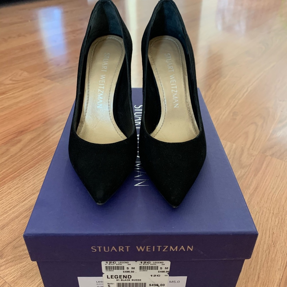 Stuart Weitzman black suede pumps